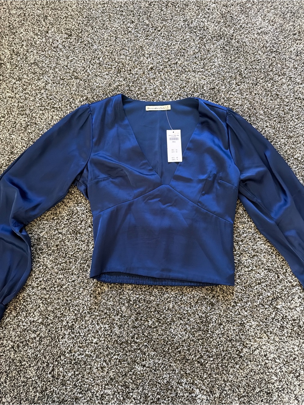 Abercrombie & Fitch Navy Satin V-Neck Blouse